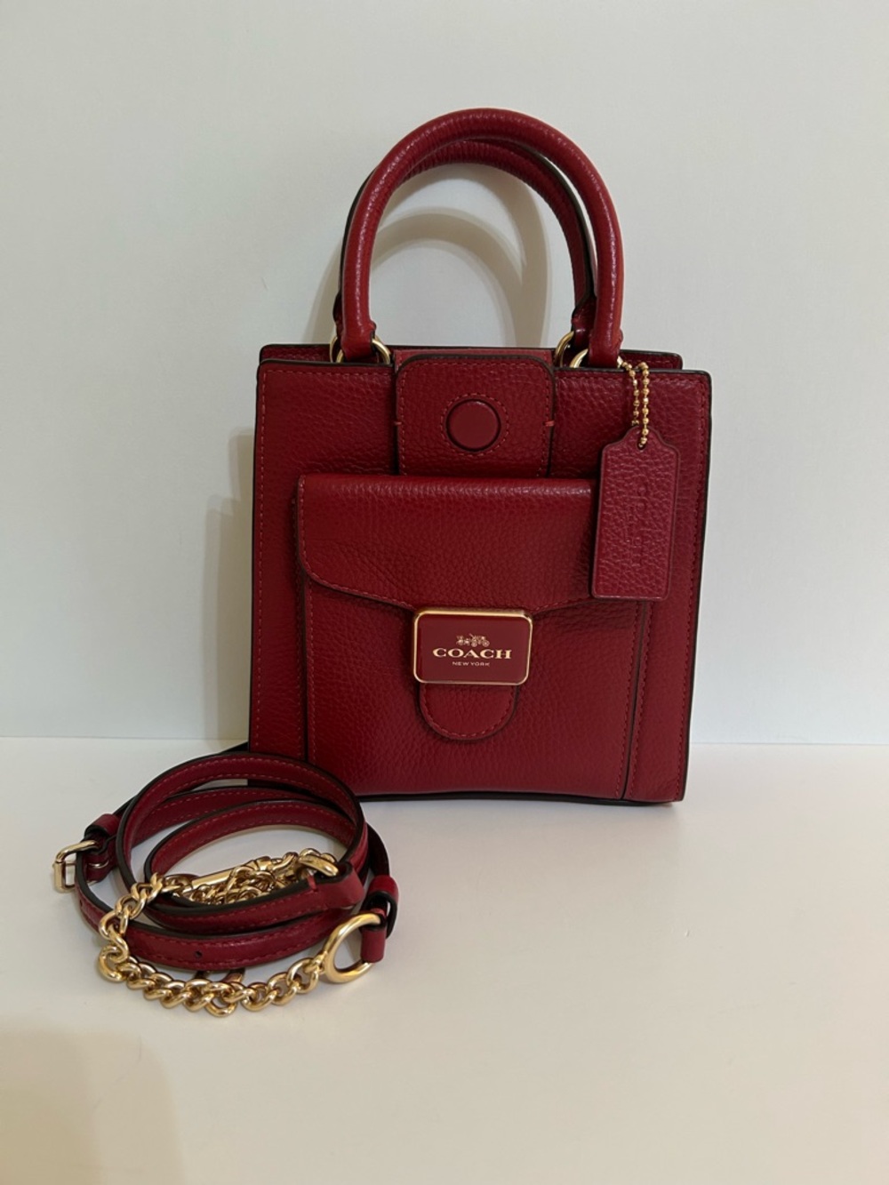 COACH Mini Pepper Red Leather  Crossbody Satchel Handbag - Picture 2 of 13